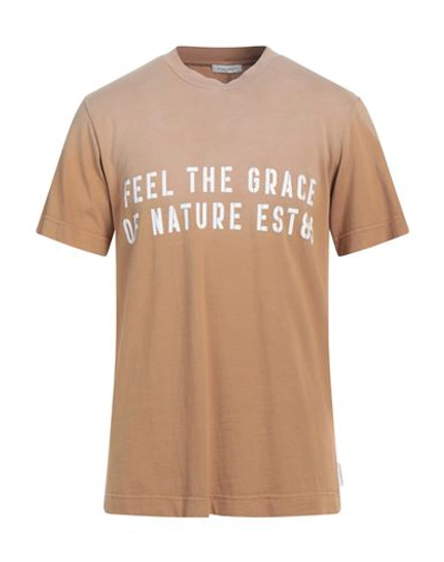 Shop Paolo Pecora Man T-shirt Beige Size M Cotton, Elastane