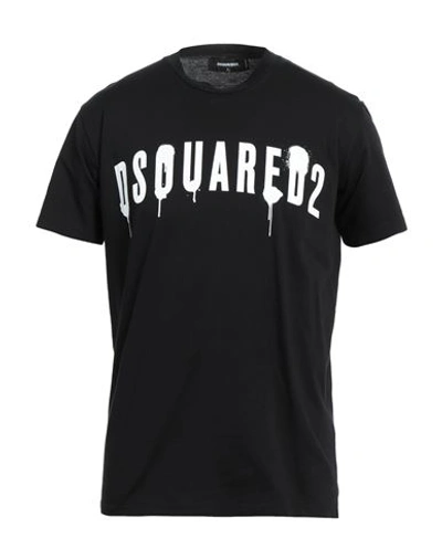 Shop Dsquared2 Man T-shirt Black Size M Cotton