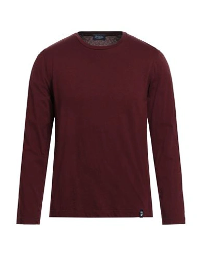 Shop Drumohr Man T-shirt Burgundy Size S Cotton In Red