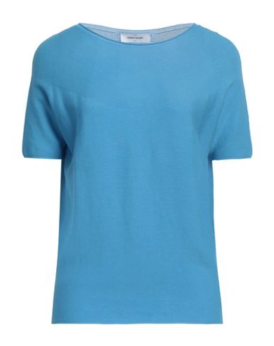 Shop Gran Sasso Woman Sweater Sky Blue Size 10 Cotton