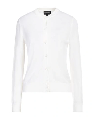 Shop Emporio Armani Woman Cardigan Ivory Size 8 Virgin Wool In White