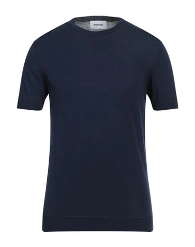 Dressism. Man Sweater Midnight Blue Size 3xl Cotton In Blue