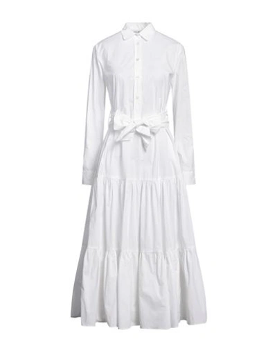 Shop Caliban Woman Midi Dress White Size 4 Cotton, Elastane