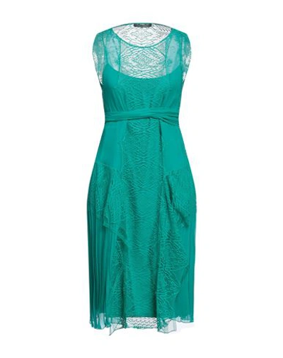 Shop Alberta Ferretti Woman Midi Dress Emerald Green Size 12 Silk