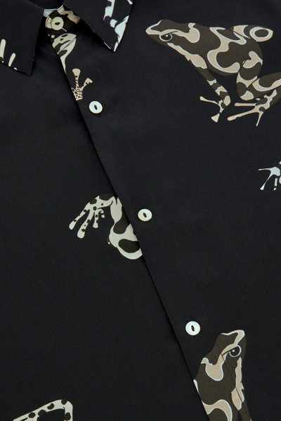 Shop Olivia Von Halle Alabama Lazulite Black Frog Silk Crêpe De Chine Pyjamas