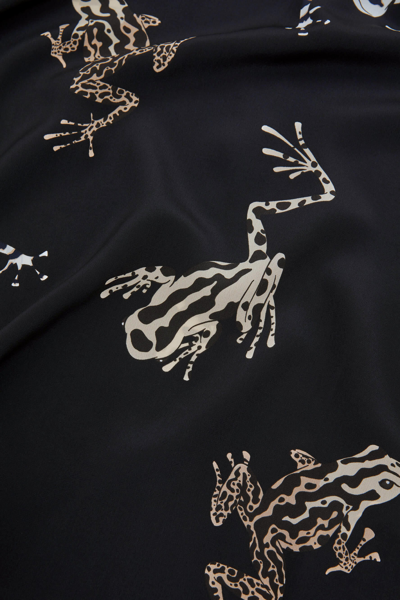 Shop Olivia Von Halle Amaya Lazulite Black Frog Robe In Silk Crêpe De Chine