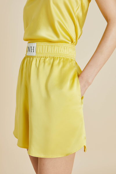 Shop Olivia Von Halle Calypso Yellow Camisole Set In Sandwashed Silk