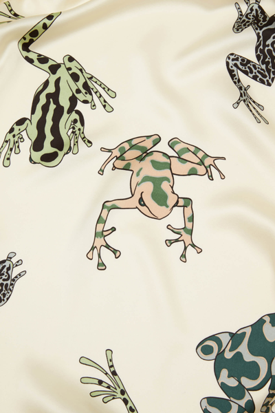 Shop Olivia Von Halle Emeli Lumi Ivory Frog Pyjamas In Silk Satin