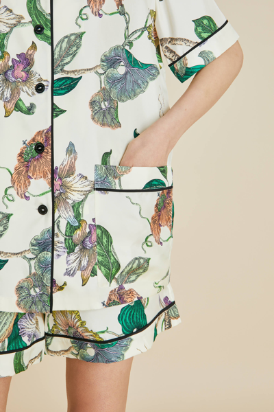 Shop Olivia Von Halle Ingo Aura Ivory Floral Pyjamas In Silk Twill