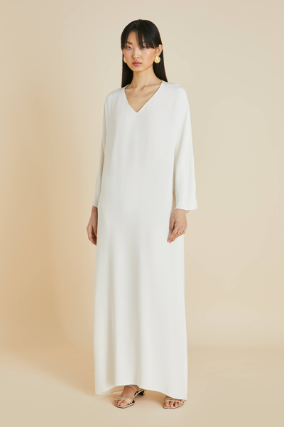 Shop Olivia Von Halle Vreeland Ivory Dress In Marocain