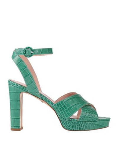 Shop Anna F . Woman Sandals Emerald Green Size 10 Leather