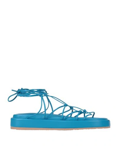Shop Gianvito Rossi Woman Sandals Turquoise Size 8 Soft Leather In Blue