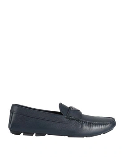 Shop Prada Man Loafers Navy Blue Size 7 Soft Leather