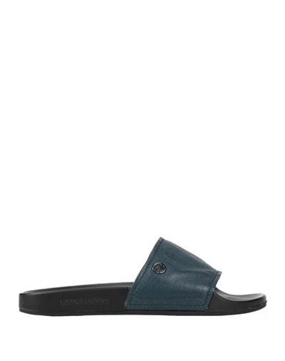 Shop Giorgio Armani Man Sandals Midnight Blue Size 9 Lambskin