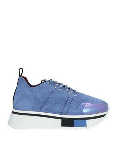 Shop Fabi Woman Sneakers Slate Blue Size 8 Leather