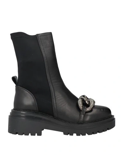 Shop Alma En Pena . Woman Ankle Boots Black Size 7 Textile Fibers, Leather