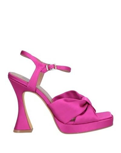 Shop Bibi Lou Woman Sandals Fuchsia Size 8 Textile Fibers In Pink