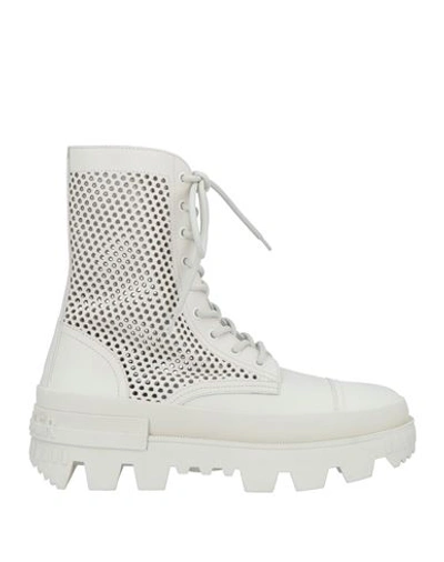 Shop Moncler Woman Ankle Boots Light Grey Size 8 Leather