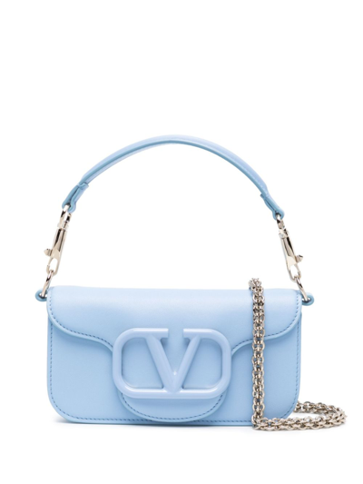 Shop Valentino Blue Locò Leather Shoulder Bag