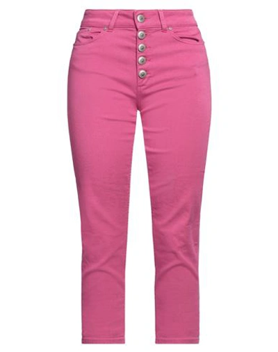 Shop Dondup Woman Denim Pants Fuchsia Size 26 Cotton, Elastomultiester, Elastane In Pink
