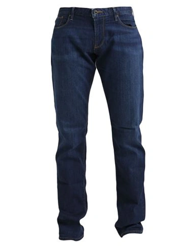 Shop Emporio Armani Man Jeans Blue Size 31w-32l Cotton, Elastane