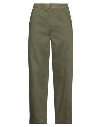 Shop Burberry Man Pants Military Green Size 38 Cotton