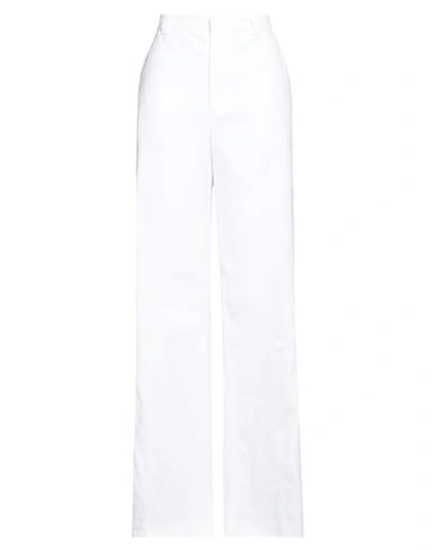 Shop Red Valentino Woman Pants White Size 6 Linen, Cotton, Elastane