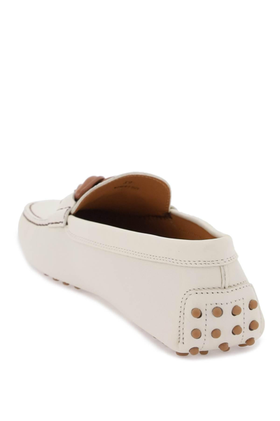 Shop Tod's Gommino Bubble Kate Loafers In White,brown
