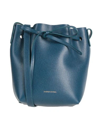 Shop Mansur Gavriel Woman Cross-body Bag Navy Blue Size - Soft Leather
