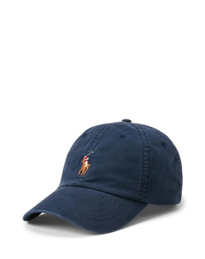 Shop Polo Ralph Lauren Stretch-cotton Twill Ball Cap Man Hat Navy Blue Size Onesize Cotton, Elastane