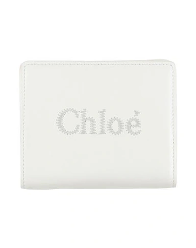 Chloé Embroidered Leather Wallet In White