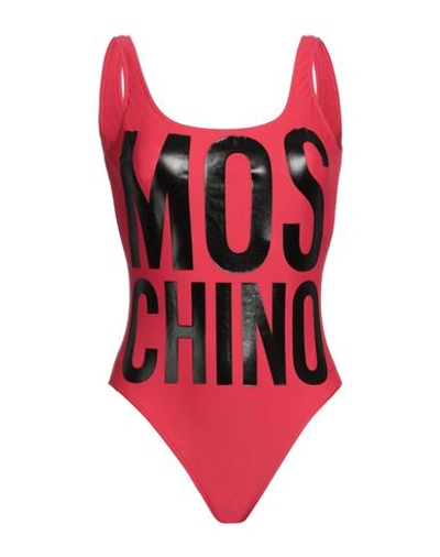Shop Moschino Woman One-piece Swimsuit Coral Size 10 Polyamide, Elastane In Red