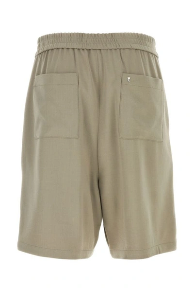 Shop Ami Alexandre Mattiussi Ami Man Dove Grey Viscose Blend Bermuda Shorts In Gray