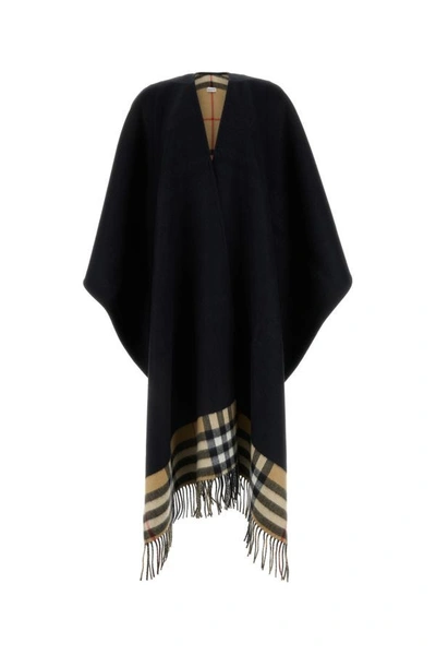 Shop Burberry Woman Black Cashmere And Wool Cape