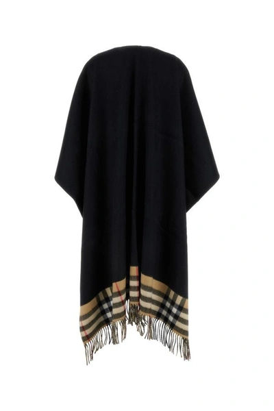 Shop Burberry Woman Black Cashmere And Wool Cape