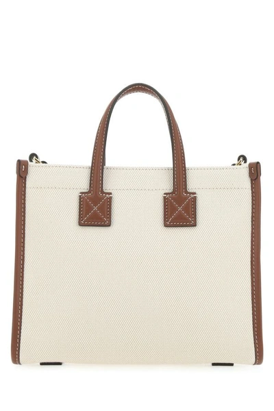 Shop Burberry Woman Two-tone Canvas And Leather Mini Freya Handbag In Multicolor