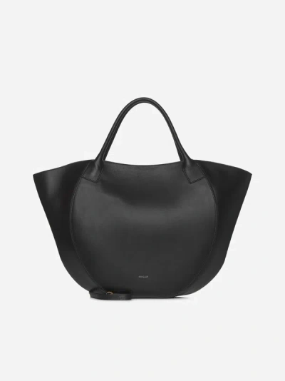Shop Wandler Mia Leather Tote Bag In Black