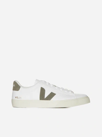 Shop Veja Campo Leather Sneakers In White,khaki