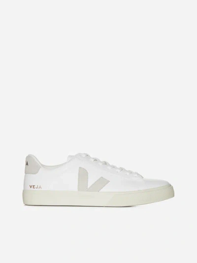 Shop Veja Campo Leather Sneakers In White,light Grey