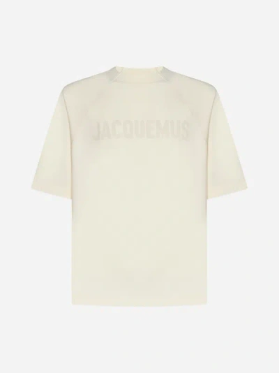 Shop Jacquemus Typo Cotton T-shirt In Light Beige