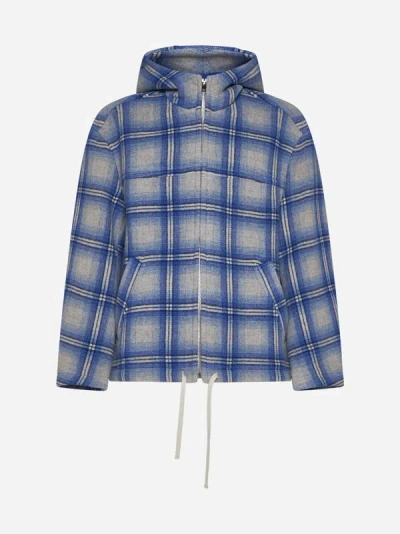 Shop Marant Kurt Check Wool-blend Jacket In Blue