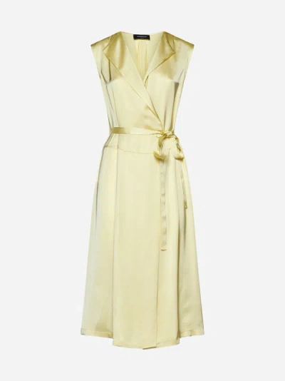 Shop Fabiana Filippi Viscose Belted Dress In Yellow