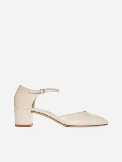 Shop Aeyde Magda Nappa Leather Pumps In Cream