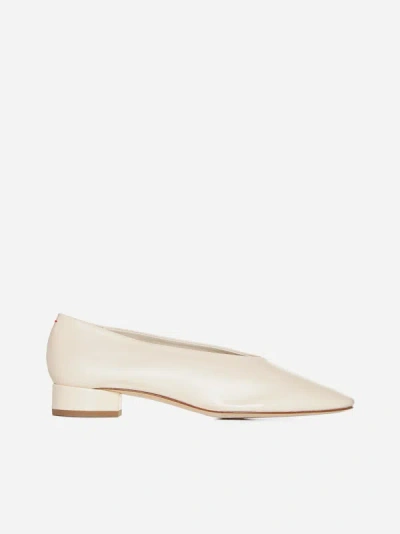 Shop Aeyde Delia Nappa Leather Ballet Flats In Cream