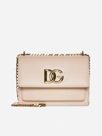 Shop Dolce & Gabbana 3.5 Leather Crossbody Bag In Nude Pink