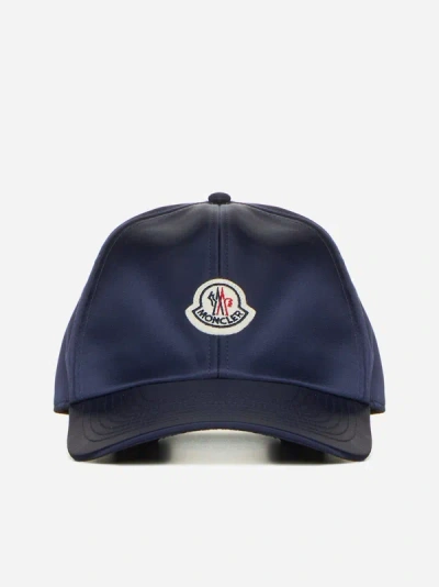 Shop Moncler Logo Nylon Baseball Cap In Blue