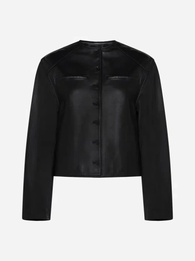 Shop Loulou Studio Brize Leather Jacket In Black