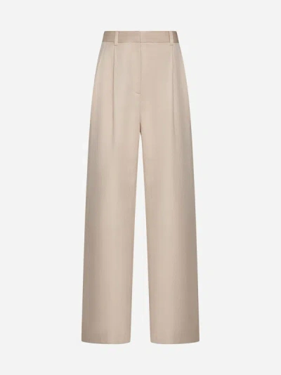 Shop Loulou Studio Idai Cotton And Linen Trousers In Cream Rose