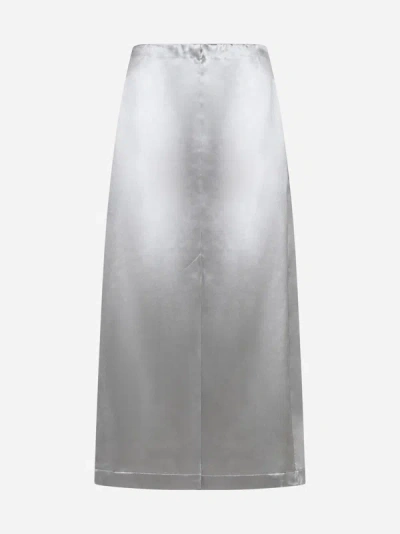 Shop Loulou Studio Lys Silk And Viscose Skirt In Silver Grey