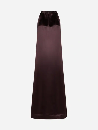 Shop Loulou Studio Morene Silk Long Dress In Midnight Bordeaux